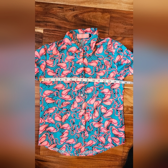 Girl's Hawaiian style shirt with flamingos size Medium - Picture 2 of 8